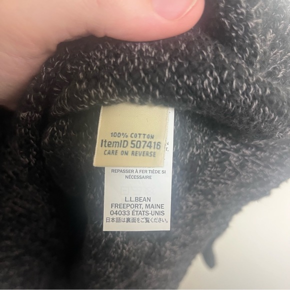 L.L. Bean black gray heathered turtleneck sweater 100% cotton size large - Picture 7 of 8